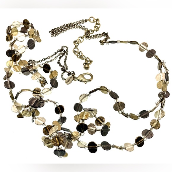 3 for $30 Chico’s Signed Silver Tone Long Double Strand Small Beaded Necklace - Picture 4 of 8